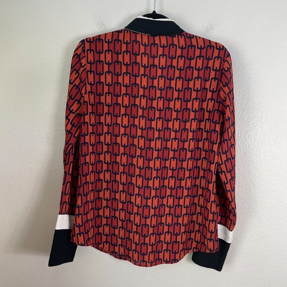 Express Shirt Womens Small Geometric Chain Print Button Up Blouse Long Sleeve - Picture 9 of 9